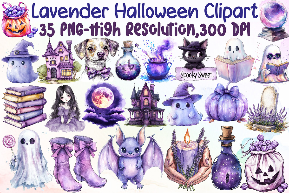 Lavender Halloween Clipart, an Illustration by Sublimation Artist (Photo 1 of 6)