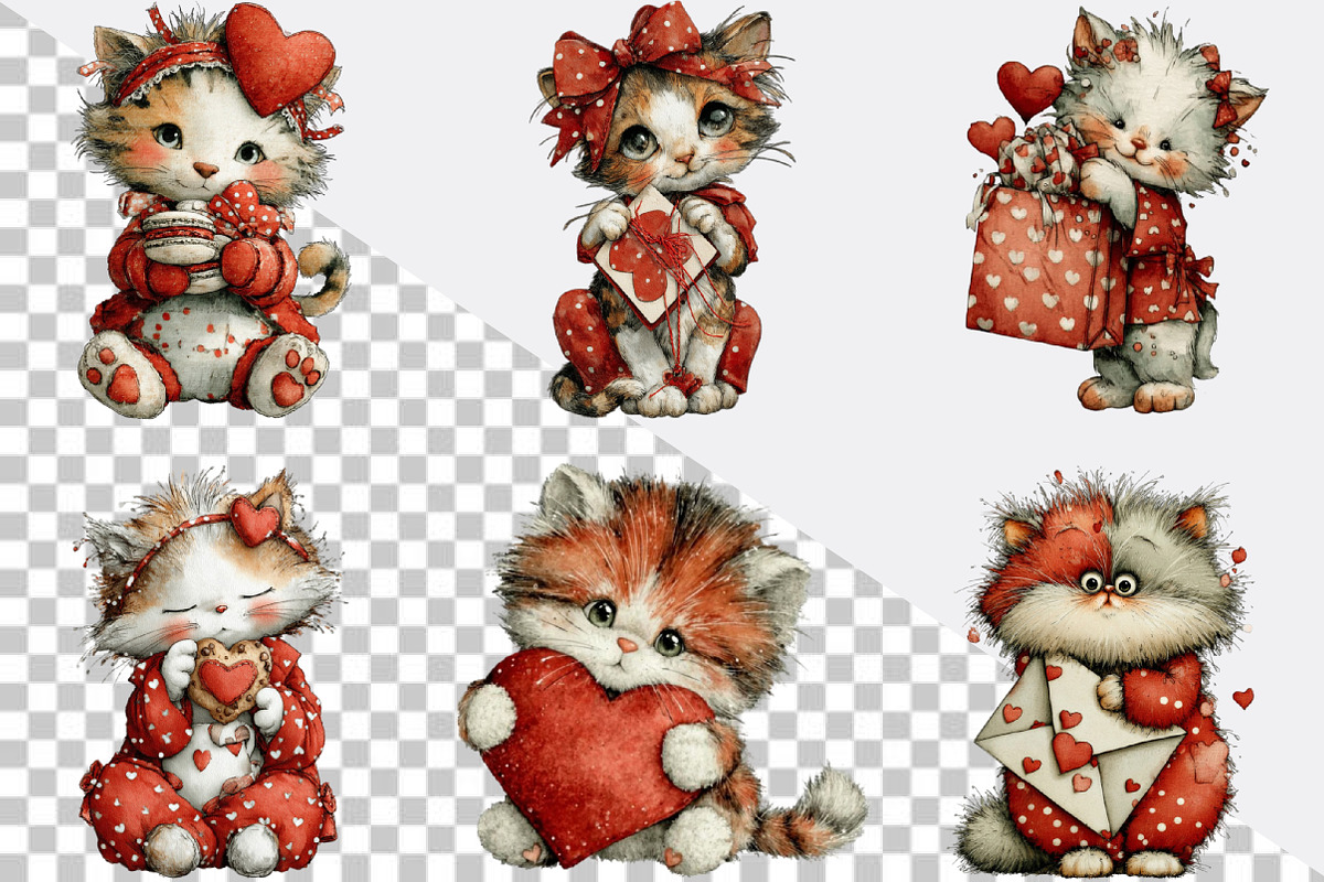 Valentine Cat Clipart Bundle., an Illustration by SVGArt (Photo 4 of 10)