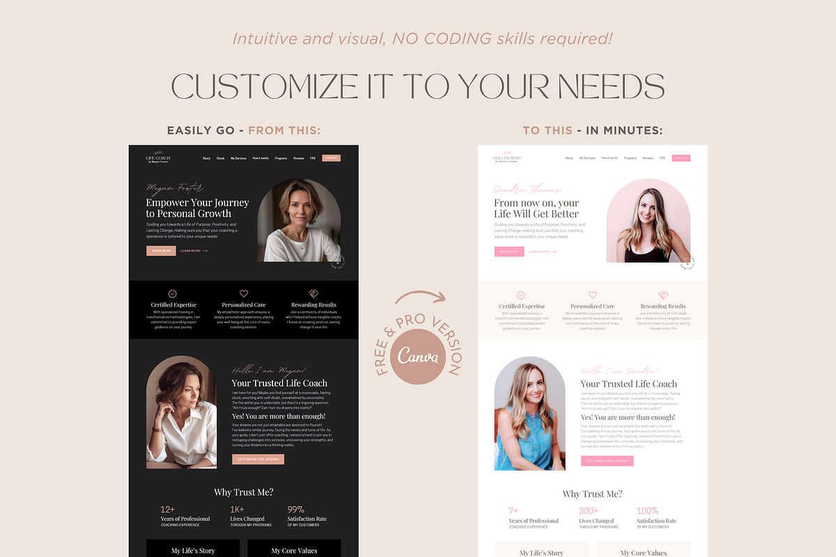 Coaching Website Canva Template, a Landing Page Template by vectorocean (Photo 3 of 11)