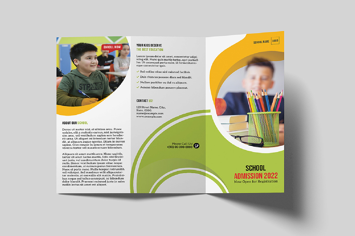 School Admission Trifold Brochure, a Brochure Template by retrographix (Photo 3 of 4)