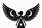 starry angel wings silhouette, an Illustration by Amazin_art (Thumbnail 14 of 21)