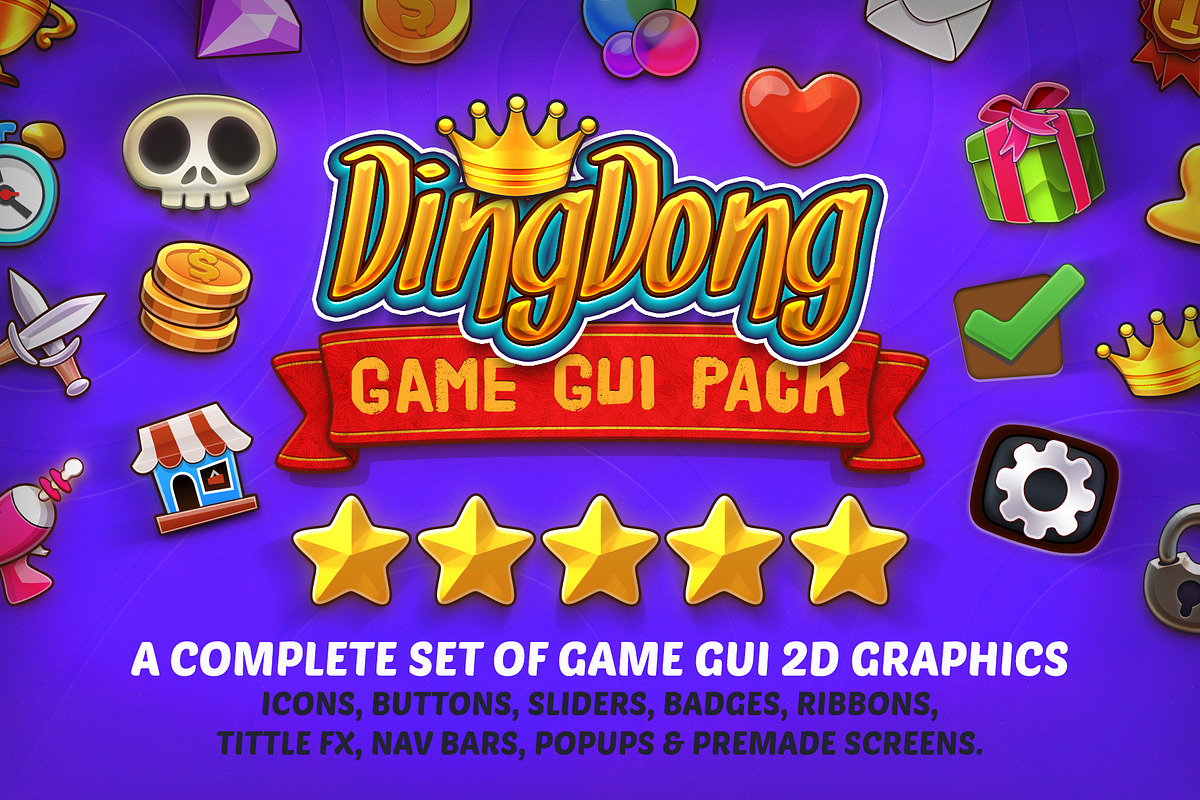 DINGDONG - Game GUI Pack, a Templates & Theme by Weirdsgn Store (Photo 1 of 11)