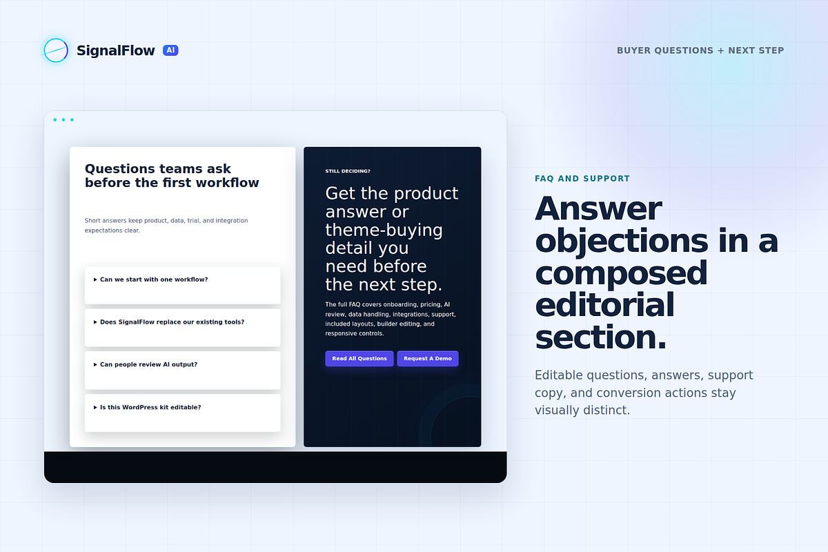 SignalFlow AI WordPress Website Kit, a WordPress Template by Fixstable Studio (Photo 8 of 14)