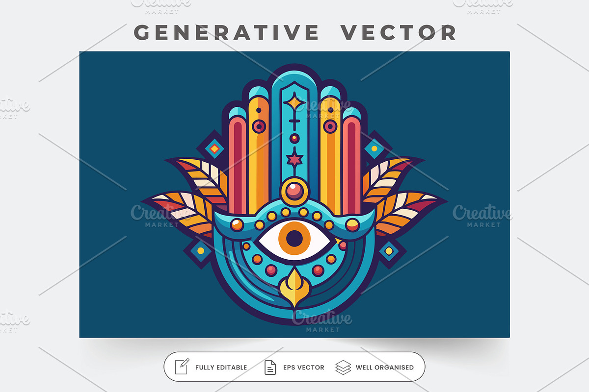 A stylized hamsa design showcases bo, a Graphic by Iftikhar Alam