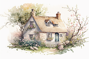 Spring Cottage Watercolor Collection, a Seasonal Illustration by OREJE (Thumbnail 8 of 17)