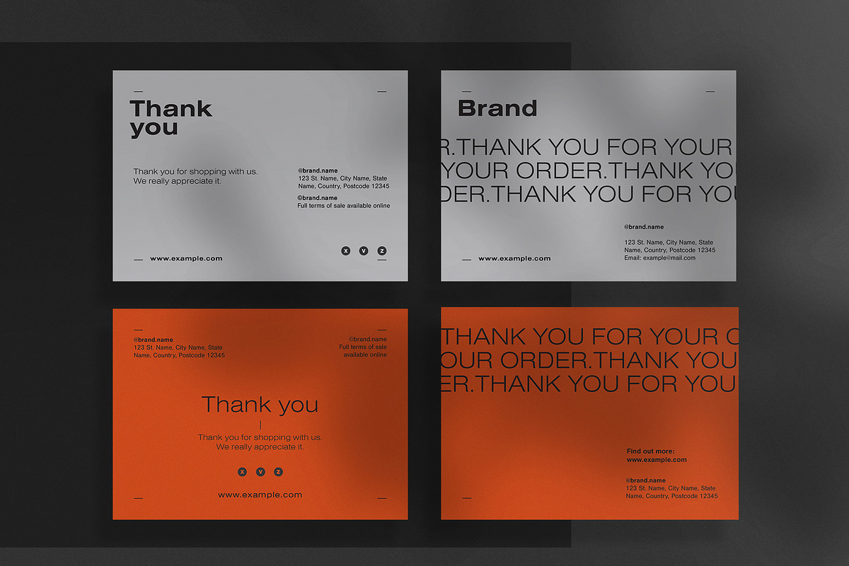 Orange and Grey Thank You Cards, a Print Template by wavebreak