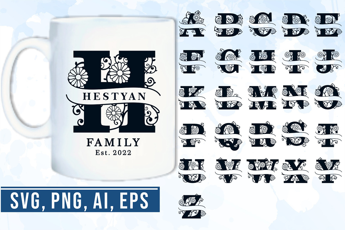 Split Monogram Letter SVG Bundle, an Object Graphic by D2PUTRI (Photo 6 of 19)