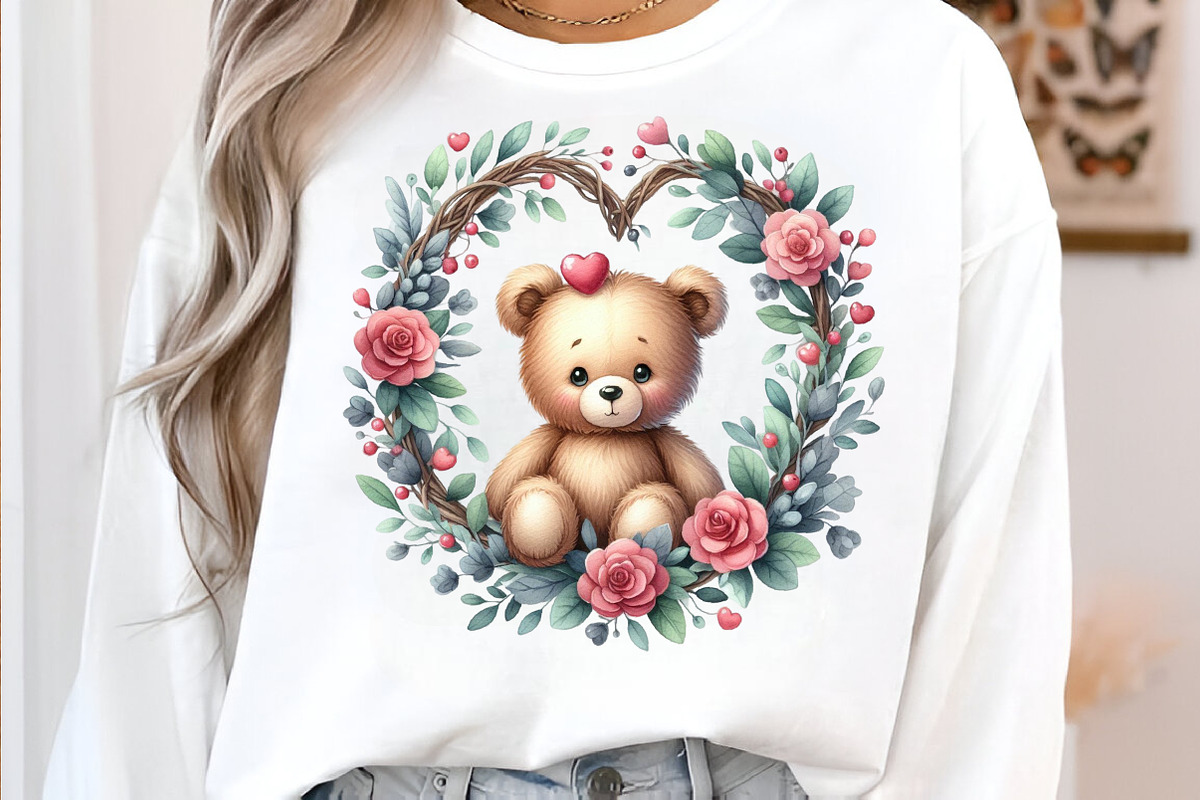 Watercolor Teddy Bear Valentine PNG, an Illustration by SinaCreation (Photo 5 of 7)