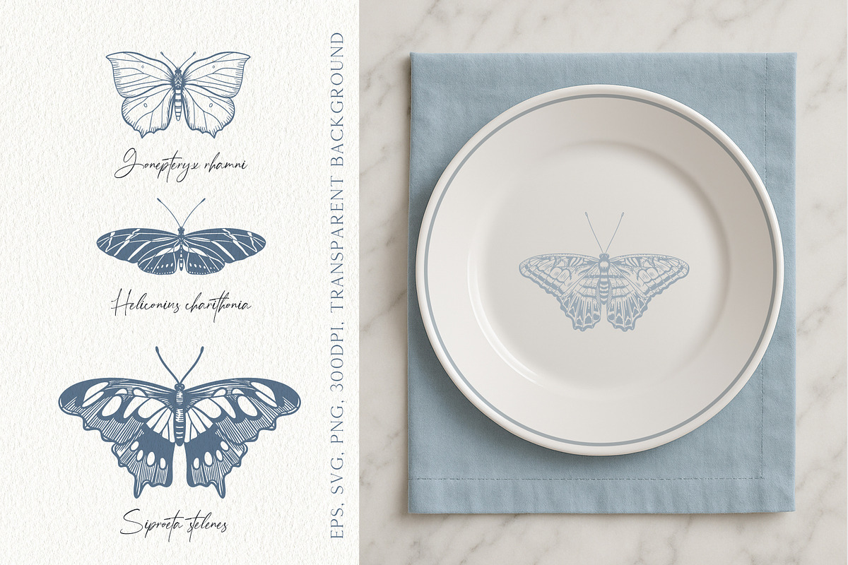 Wings in Ink. Vector Butterflies, an Object Graphic by PenguinArtStudio (Photo 3 of 6)