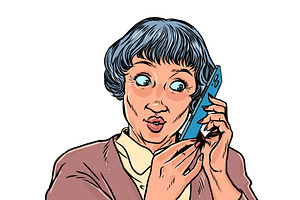 A woman listens to the phone in, a Person Illustration by rogistok