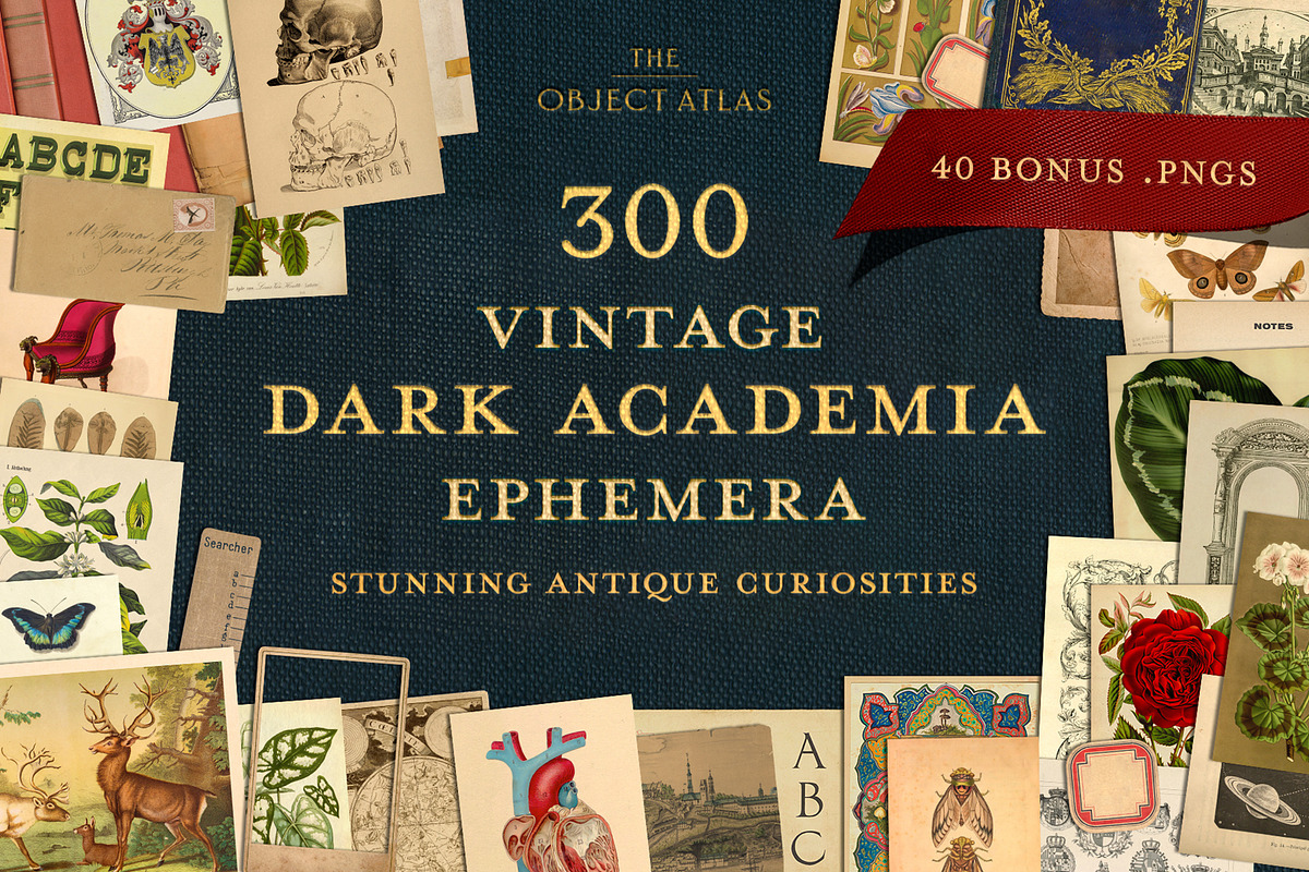 Dark Academia: 300 Vintage Ephemera, an Object Graphic by The Object Atlas (Photo 1 of 9)