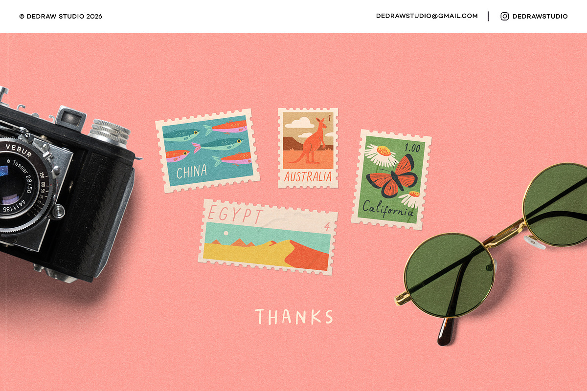 World Stamps: Graphics & Patterns, a Pattern Graphic by Dedraw Studio (Photo 10 of 10)