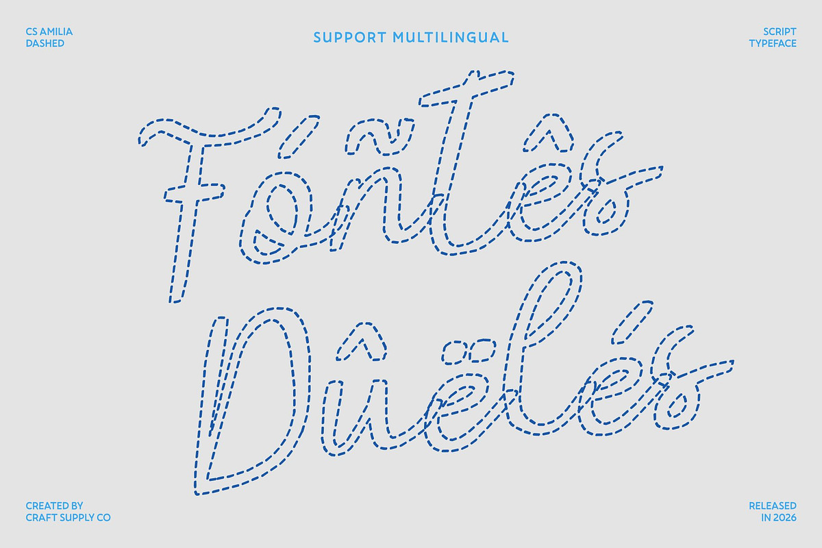 CS Amilia Dashed, a Script Font by Craft Supply Co. (Photo 7 of 8)