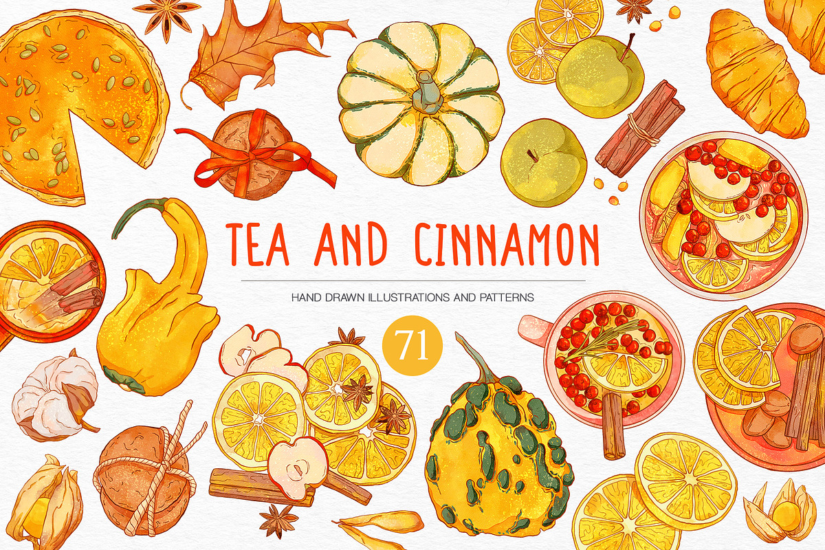 Tea and Cinnamon Collection, a Seasonal Illustration by GVGraphics (Photo 1 of 15)