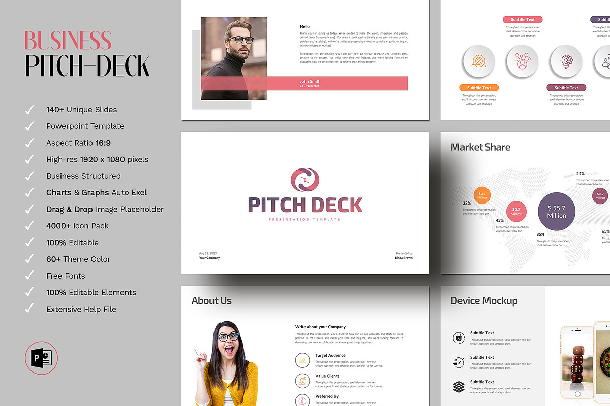 Pitch Deck PowerPoint Template, a Presentation Template by White Graphic (Photo 2 of 13)
