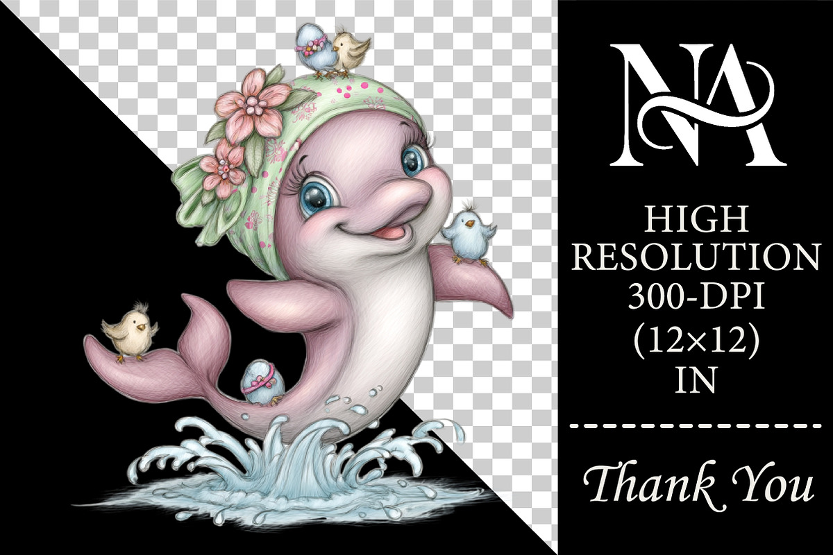 Whimsical Easter Dolphin Clipart Set, an Animal Illustration by RobertsArt (Photo 2 of 6)