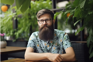 Man Beard Hipster. Generate Ai