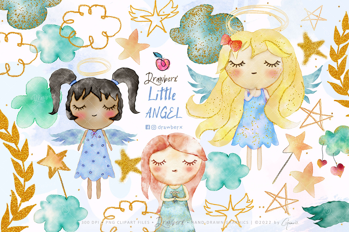 Baby Girl, Watercolor Angels png 030, an Illustration by Drawberx (Photo 1 of 9)