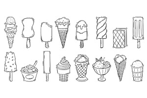 Doodle ice cream. Sketch ice cream, a Food Illustration by Valerie Bodnar