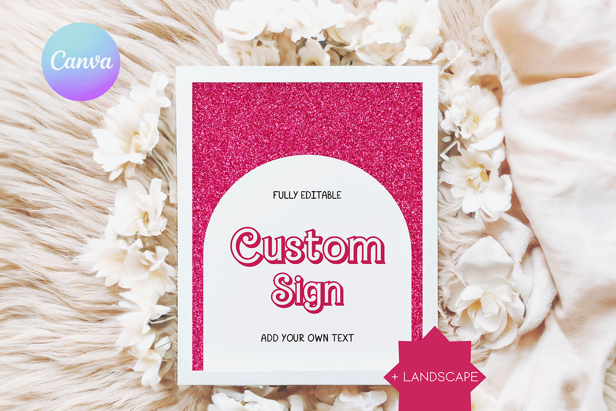 Hot Pink Doll Party Custom Sign, an Invitation Template by Digital_Mind (Photo 1 of 6)