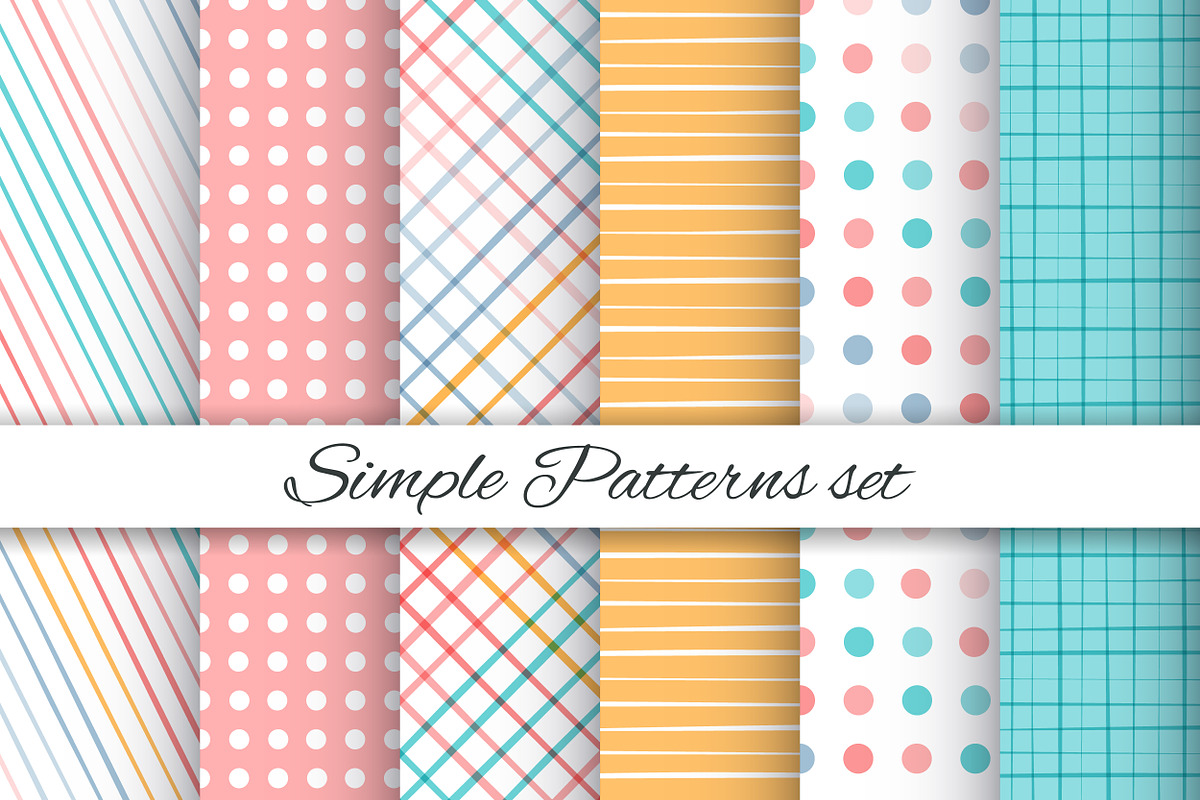 Simple geometric patterns set, a Pattern Graphic by IreneArt illustrations (Photo 1 of 7)