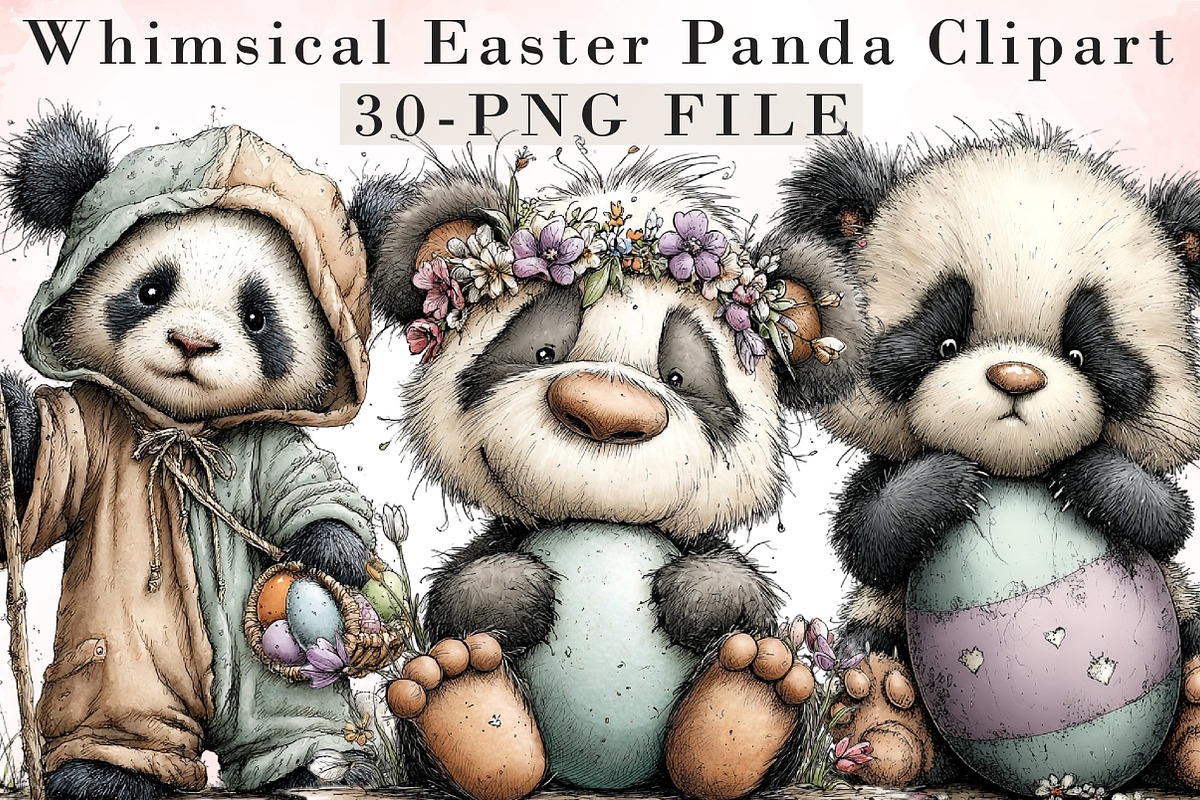 Whimsical Easter Panda Clipart, an Illustration by Libby Wishes (Photo 1 of 7)
