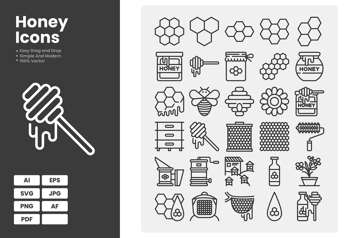 Honey Icons Pack, an Outline Icon by erifqizeicon (Photo 1 of 3)