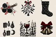 Watercolor Gothic Christmas Clipart, an Illustration by SVGArt (Thumbnail 7 of 8)