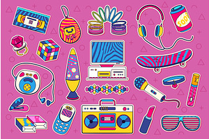 Set of nostalgic 90s vector icon, an Object Illustration by Elegant Solution