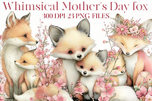 Whimsical Mother's Day fox Clipart, an Illustration by Designworld