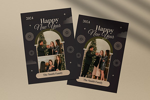 Black Modern New Year Greeting Card