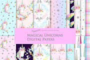 Unicorn Faces Silver Clipart,Pattern, an Illustration by Mia's Graphic Design (Thumbnail 8 of 10)