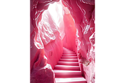 Pink Rock Cave Stairs Background, a Nature Photo by Aura Canyon HQ (Thumbnail 1 of 8)