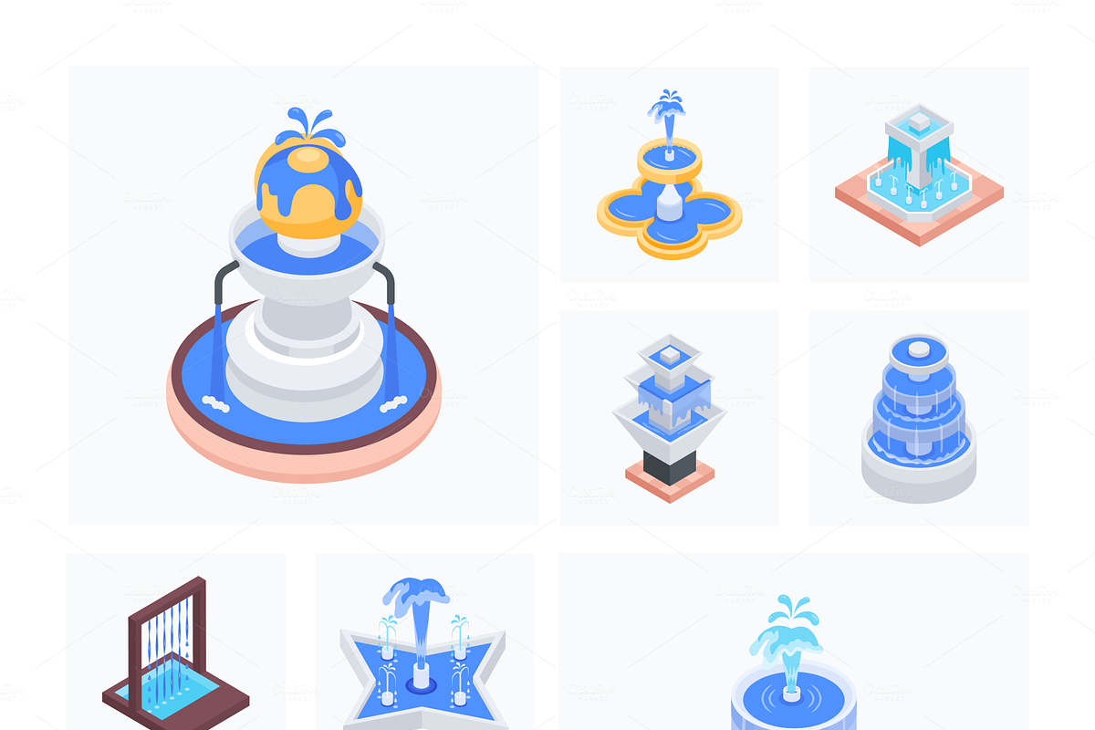 Animated Isometric Fountain Icons, a Duotone Icon by Vectors Market (Photo 6 of 9)