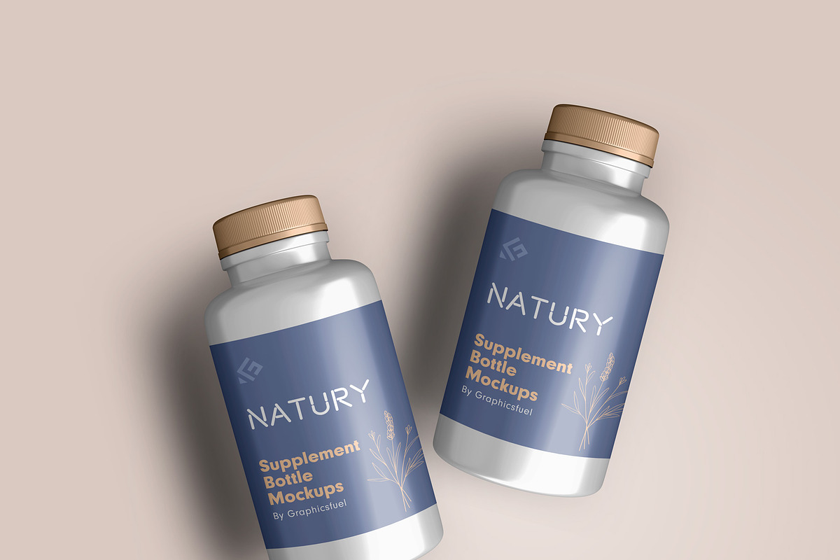 Supplement Bottle Mockups, a Packaging Mockup by Graphicsfuel (Photo 7 of 12)