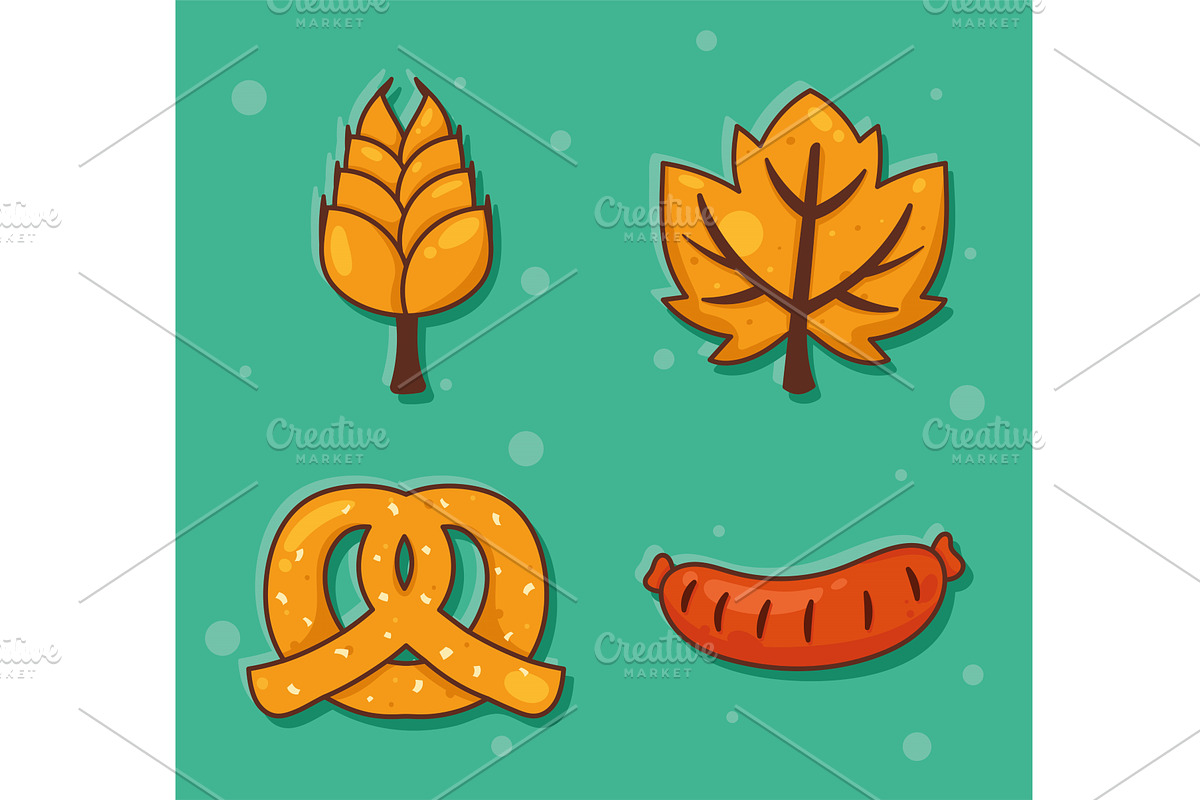 four oktoberfest celebration icons, an Illustration by studiogstock