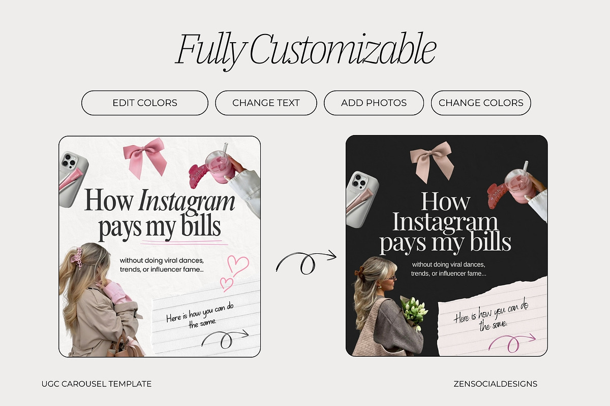 UGC Carousel Instagram Templates, a Social Media Template by ZenSocialDesigns (Photo 6 of 9)