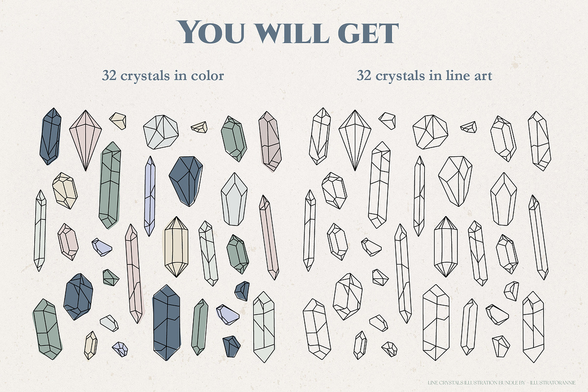 Line Crystals Clipart Bundle, an Object Graphic by IllustratorAnnie (Photo 2 of 7)