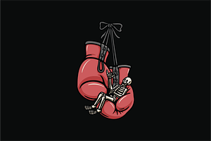 Skeleton in Boxing Gloves, an Object Illustration by nomlimo.com