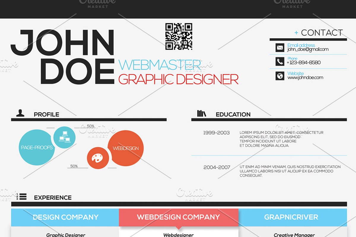 Simple Creative Resume, a Stationery Template by CREATIVE DUDE (Photo 4 of 6)