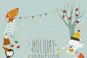 Animals Getting Ready For Christmas, a Seasonal Illustration by Maria Starus