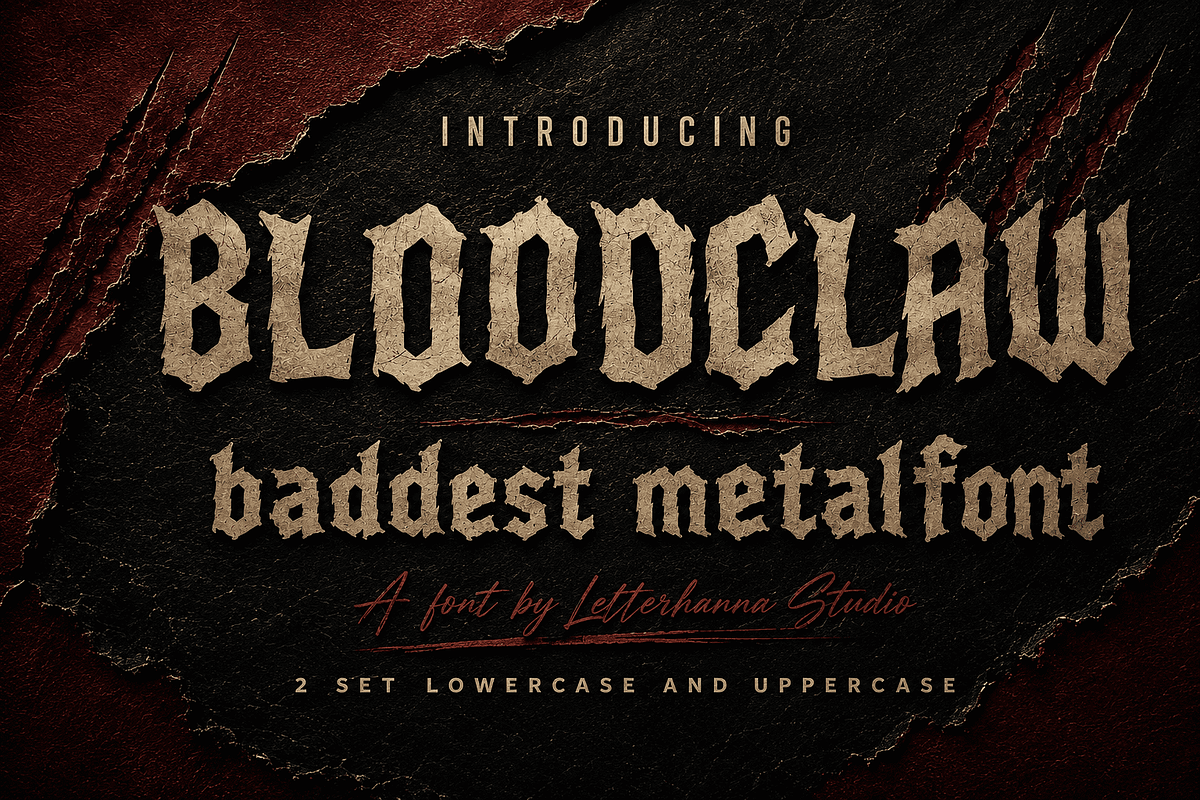 Bloodclaw Font – The Baddest Font, a Blackletter Font by Letterhanna Studio (Photo 1 of 9)
