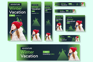 Winter Vacation Web Banner Ads Set, an UI Kit Template by CreativeShaper