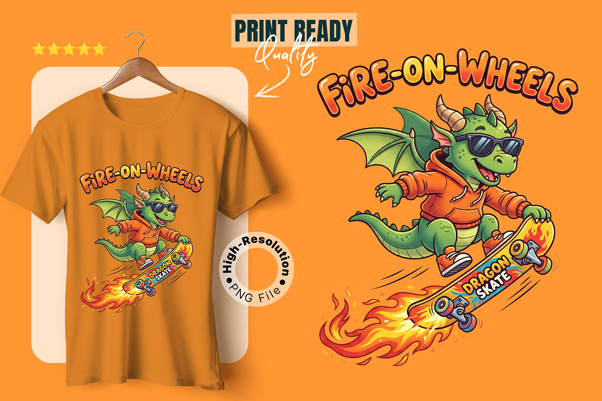 Fire on Wheels Skater Dragon Clipart, an Animal Illustration by zahidhossainalif (Photo 1 of 3)