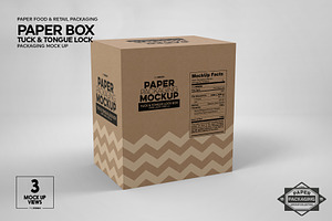 Paper Box Tuck&Tongue Lock Mockup