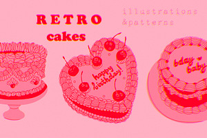 Retro cakes, a Food Illustration by Twisted Tail