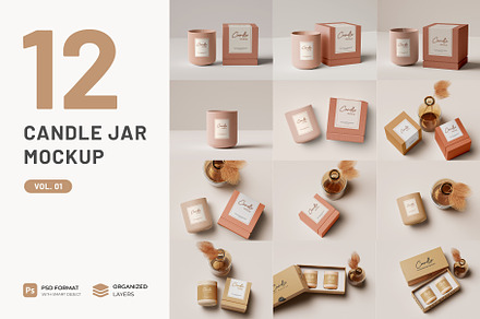 Amber Glass Candle Mockup, a Product Mockup by mockupocka