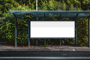 Billboard Mockup On Urban Bus Stop