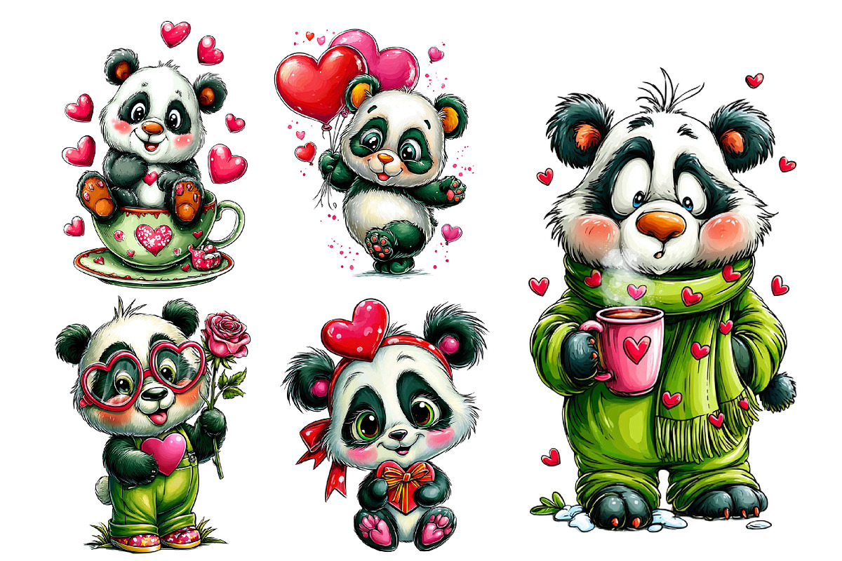 Valentine Panda clipart, an Illustration by Designworld (Photo 2 of 3)