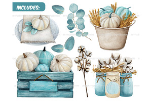 Watercolor Farmhouse Pumpkin Clipart